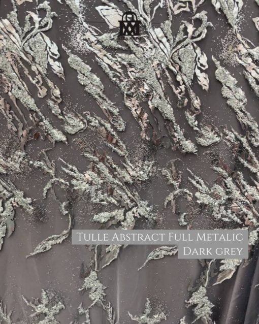 Tulle Abstrak Full Metalic-Dark grey