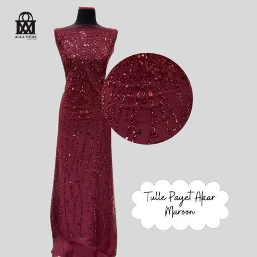 Tulle Akar Payet-Maroon