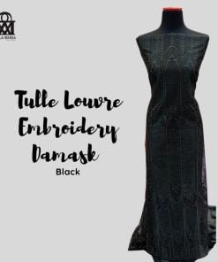 Tulle Louvre Embroidery Damask-Black