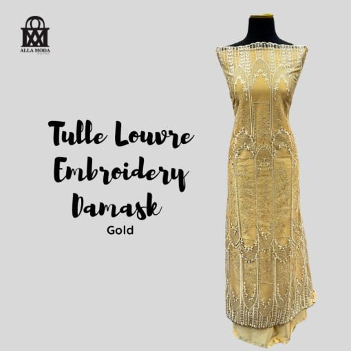 Tulle Louvre Embroidery Damask-Gold