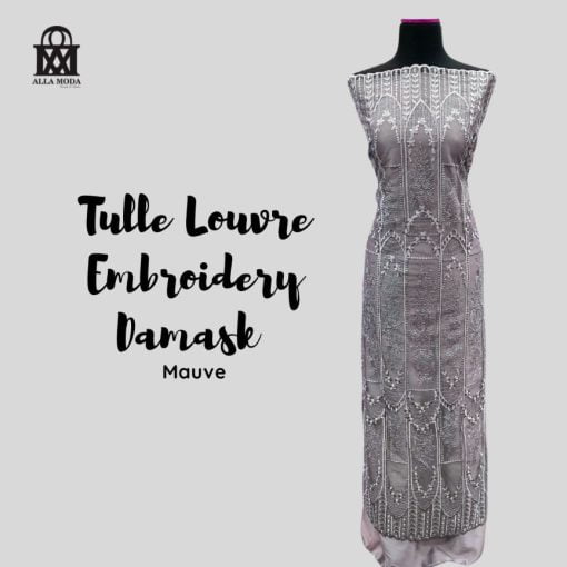 Tulle Louvre Embroidery Damask-Mauve